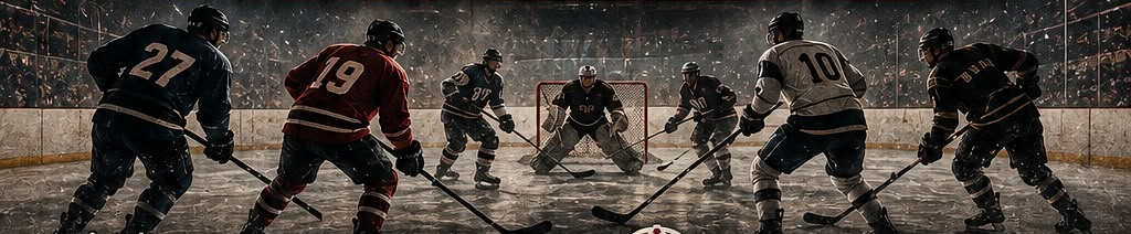 Players lining up for a faceoff